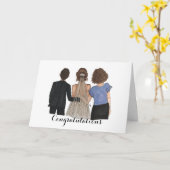 Carte de félicitations Mariée avec les parents (Fleur jaune)