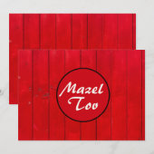 Carte de félicitations Mazel Tov, Bois Rouge, Rust (Devant / Derrière)