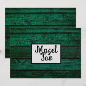 Carte de félicitations Mazel Tov, Bois Vert, Rusti (Devant / Derrière)