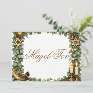 Carte de félicitations Mazel Tov, Botanic or vert