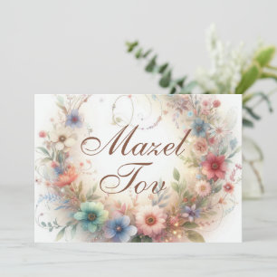 Carte de félicitations Mazel Tov, Couronne florale