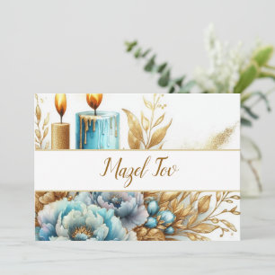 Carte de félicitations Mazel Tov, floral à la boug