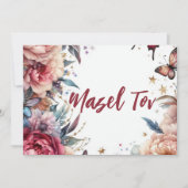 Carte de félicitations Mazel Tov, Papillons Rose (Devant)