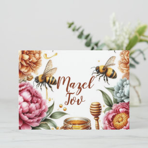 Carte de félicitations Mazel Tov, Pivoines miel d'