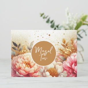Carte de félicitations Mazel Tov, Pivoines roses d