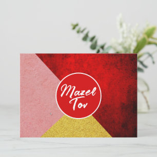 Carte de félicitations Mazel Tov, Rouge Or Rose