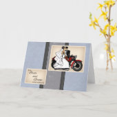 Carte de félicitations moto pour les mariés (Fleur jaune)