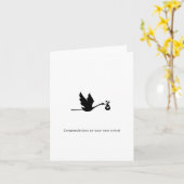 Carte de félicitations, nouvelle arrivée, cigogne, (Fleur jaune)