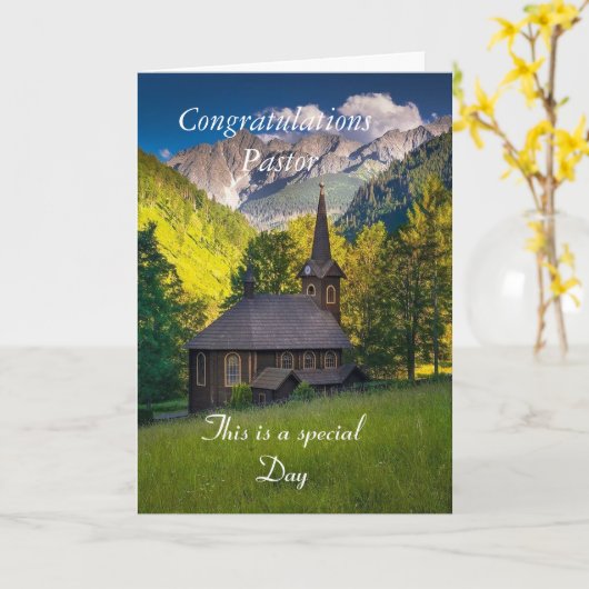 Carte de félicitations pliée pour le pasteur (Fleur jaune)