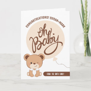 Carte de félicitations pour Baby Shower Baby Bear