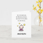 Carte de félicitations pour bébé avec le nom du bé (Fleur jaune)