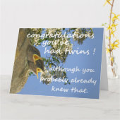 carte de félicitations pour bébé jumeau (Fleur jaune)