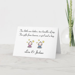 carte de félicitations pour bébé jumeaux, jumeaux