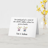 Carte de Félicitations pour Bébés Jumeaux, Fille e (Fleur jaune)