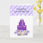 Carte de félicitations pour gâteau de Mariage viol (Fleur jaune)