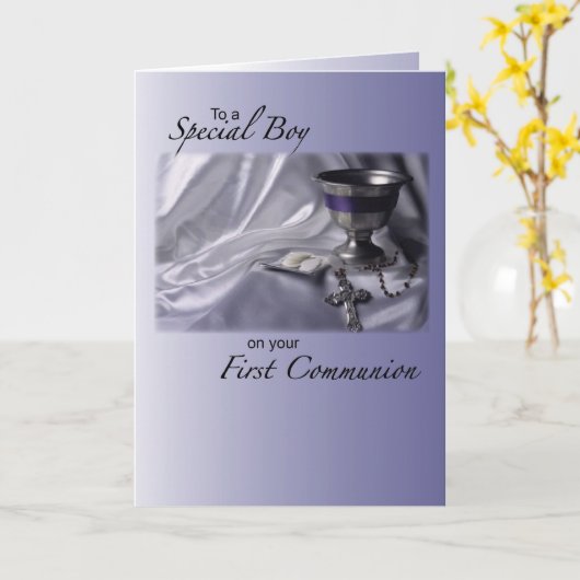 Carte de félicitations pour la première communion (Fleur jaune)