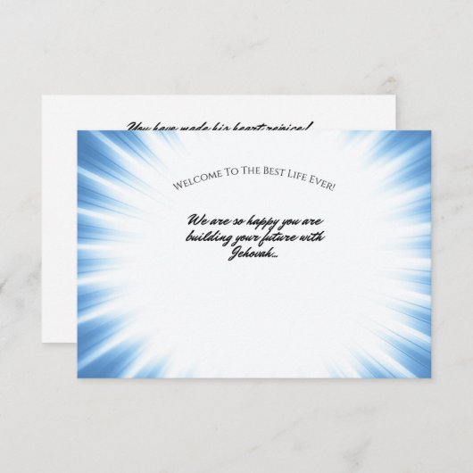 Carte de félicitations pour le baptême JW (Devant / Derrière)