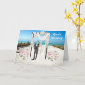 Carte de félicitations pour le mariage de plage (Fleur jaune)