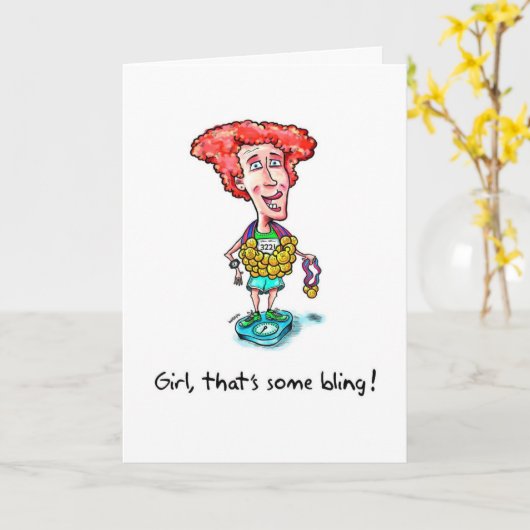 Carte de félicitations pour Marathoner - Bling (Fleur jaune)