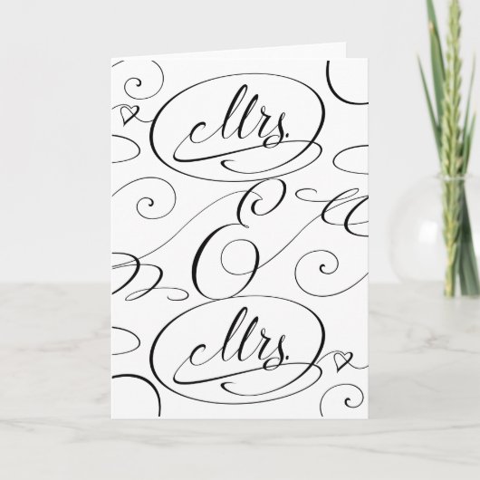 Carte de félicitations pour mariage lesbien Mme et (Devant)