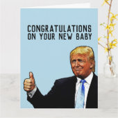 CARTE DE FÉLICITATIONS POUR NOUVEAU BÉBÉ TRUMP GRA (Fleur jaune)
