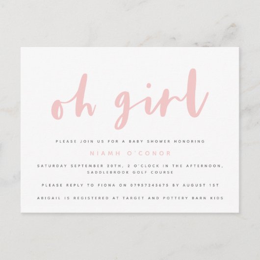 Carte de félicitations pour une baby shower pour f (Devant)