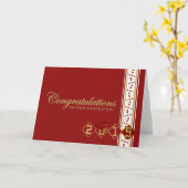Carte de félicitations Red & Gold Graduation 2019 (Fleur jaune)