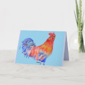 Carte de félicitations Red Rooster Watercolor (Dos)
