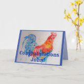 Carte de félicitations Red Rooster Watercolor (Fleur jaune)