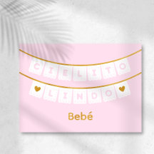 Carte de félicitations rose Cielito Lindo pour béb