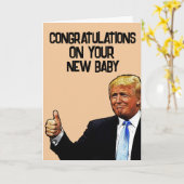 CARTE DE FÉLICITATIONS TRUMP NOUVEAU BÉBÉ (Fleur jaune)