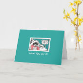 Carte de félicitations turquoise Borne 150 (Fleur jaune)