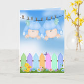 Carte de félicitations Twin Boys (Fleur jaune)