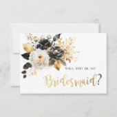 Carte de femme de chambre à fleurs blanches noires (Devant)