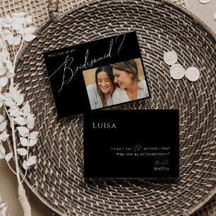 Carte de femme de chambre de la photo Script noir