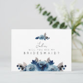 Carte de femme de chambre Dusty Blue Floral (Debout devant)