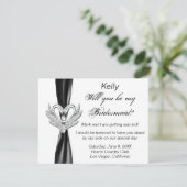 Carte de femme de chambre noire à ruban en argent (Debout devant)