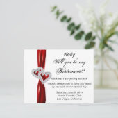 Carte de femme de Mariage Diamond Heart Red (Debout devant)