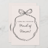 Carte de femme de ménage au ruban blanc à main (Devant / Derrière)