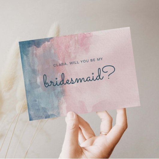 Carte de femme de ménage couleur rose et bleu