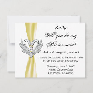 Carte de femme de ménage jaune Ruban Silver Swans