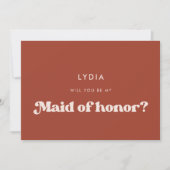 Carte de femme d'honneur stylish rétro terre cuite (Devant)