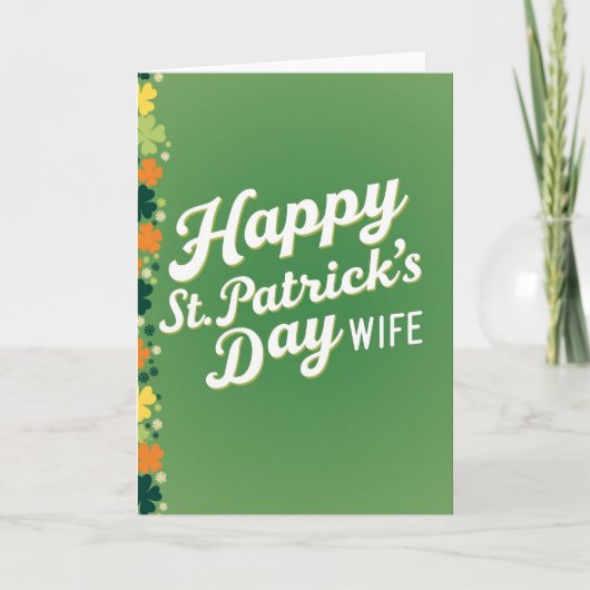 Carte de femme pour la Saint-Patrick au trèfle ver (Devant)