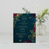 Carte de fermeture à huile florale turquoise et ro (Debout devant)