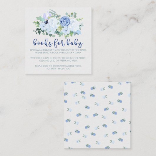 Carte de fermeture florale bleu moderne et de char (Devant / Derrière)