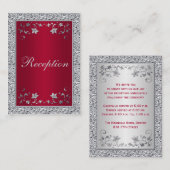 Carte de fermeture florale Foil Red, Silver FAUX (Devant / Derrière)