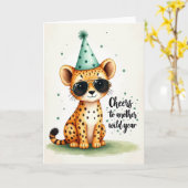 Carte de fête au chat tacheté (Fleur jaune)