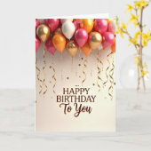 Carte de fête avec ballons vibrants (Fleur jaune)