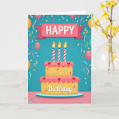 Carte de fête avec bougies rayées (Fleur jaune)