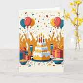 Carte de fête avec confettis (Fleur jaune)